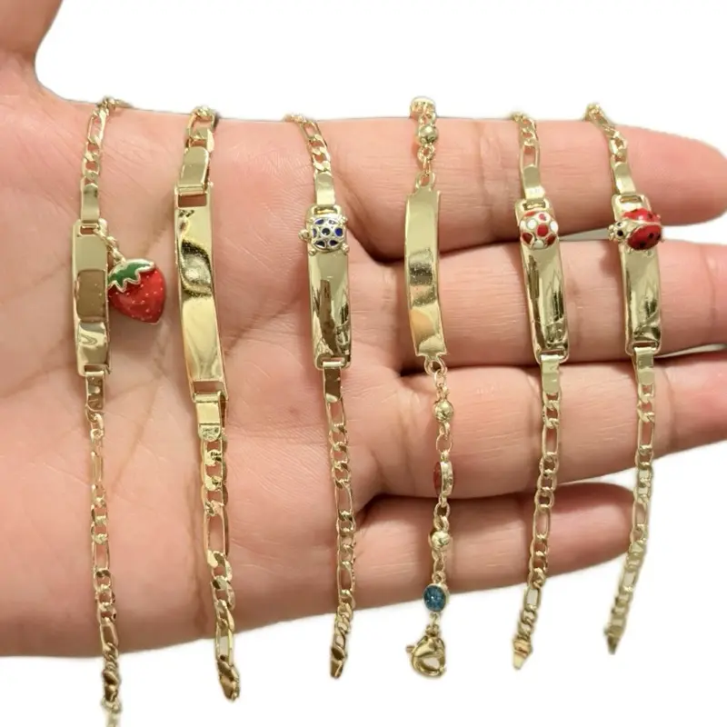 14K Gold Plated Kids Bracelet- Tag ID (Engraved Leave the name on the comments) 14K Gold Plated Kids Bracelet- Tag ID (Engraved Leave the name on the comments)