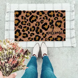 Leopard Print Welcome Doormat,  Housewarming Gift, Welcome Mat, Custom Doormat