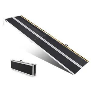 VEVOR Portable Wheelchair Ramp,  10 ft 800 lbs Capacity, Non-Slip Aluminum Folding Threshold Ramp, Foldable Mobility Scooter Ramp Wheel Chair Ramp, Handicap Ramp for Home Steps, Stairs, Doorways, Curbs