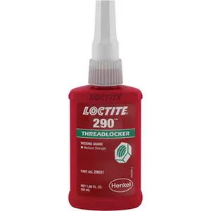Loctite Series 290 Green Medium-Strength Liquid Threadlocker, 50 mL Bottle, 24 hr Full Cure Time, Hand Tool Compatible, 135392, Heat Required for Removal