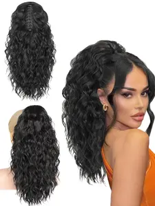 18 Inch Long Wavy Synthetic Hair Ponytail Extension, Natural Fluffy Synthetic Ponytail Extension, Synthetic Wig for Women for Daily Use