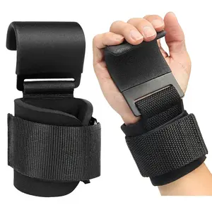 2 pcs Weight Lifting Hooks for Maximum Grip Support, Heavy Duty Lifting Wrist Straps for Pull Ups Deadlift Straps for Home Fitness Accessories Workout Equipment Solid Steel