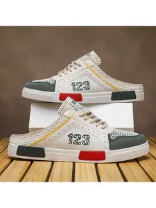 Men's Canvas Shoes 2026 New Mesh Hollow-Out Slip-On Sneakers, Casual Sports Half-Board Shoes, Comfortable and Stylish Footwear