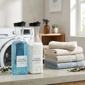 2 Pack 54 OZ Liquid Laundry Detergent Dispenser, Plastic Laundry Detergent Container for Organizing, Fabric Softener, Versatile Dispenser Bottle