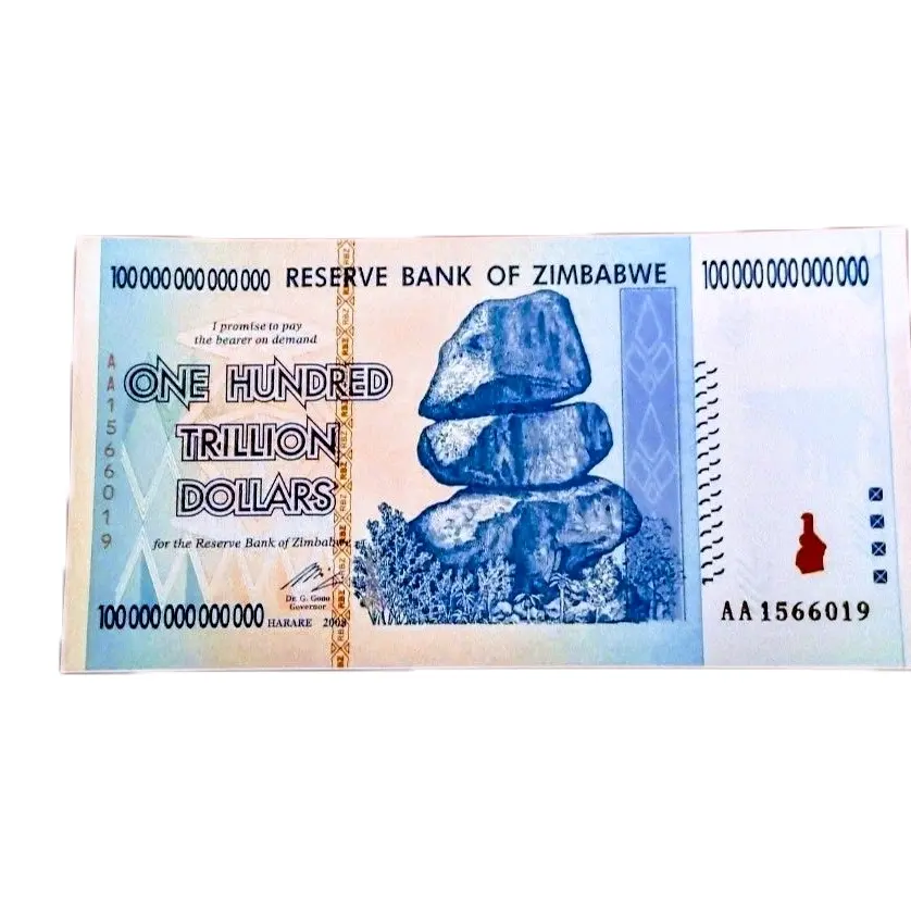 non monetary Zimbabwe 100 trillion dollar note hyper inflation