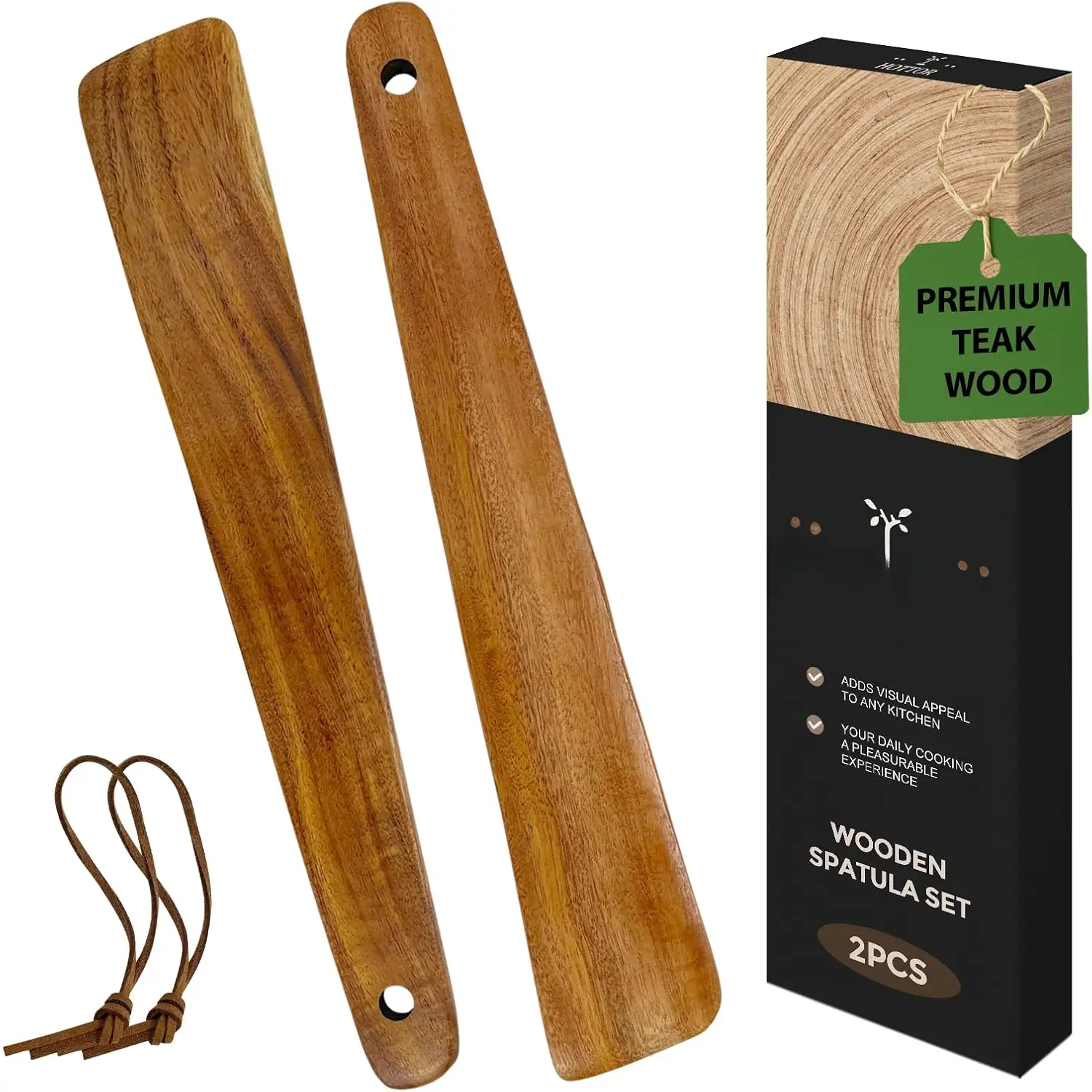 Teak  Spatula for Cooking,12.2 Inch Flat Wooden Spatula for Cast Iron, Cooking Utensil,Spatulas  for Flipping,Serving,Scraping,Turning. Set Of 2