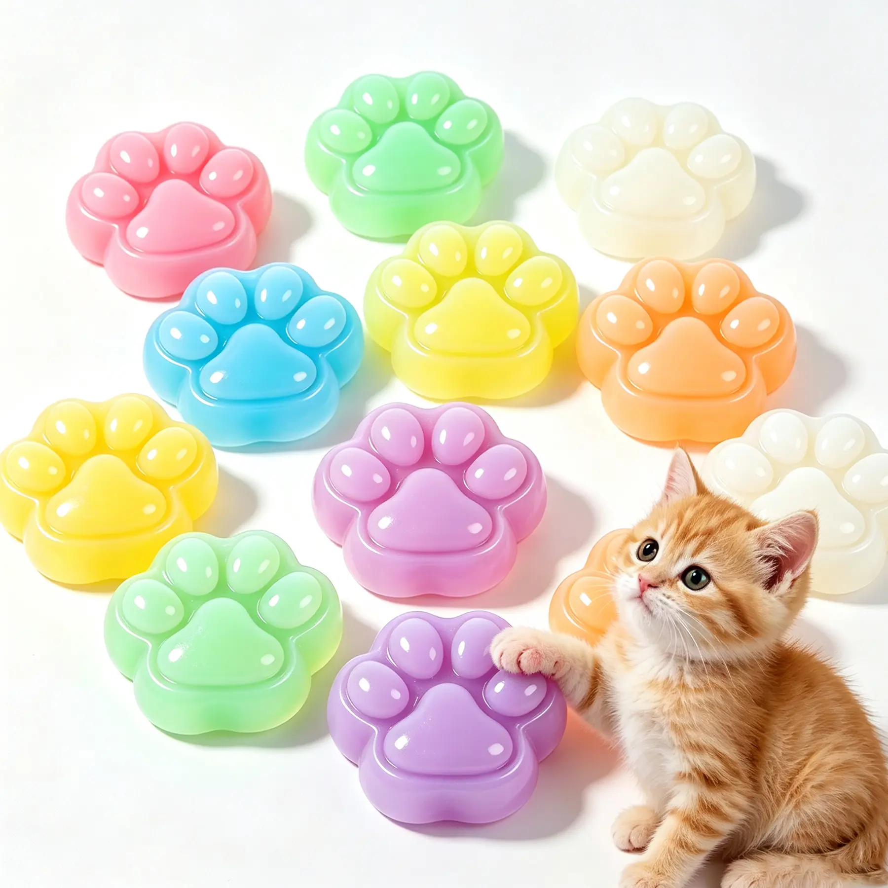 Cute Paw-Shaped Squishy Toys,Random Color Surprise Pack,Soft Colorful Paw Fidget Toys for Kids,Party Favors,Classroom Rewards,Gift Bag Fillers (5/10 Pack)