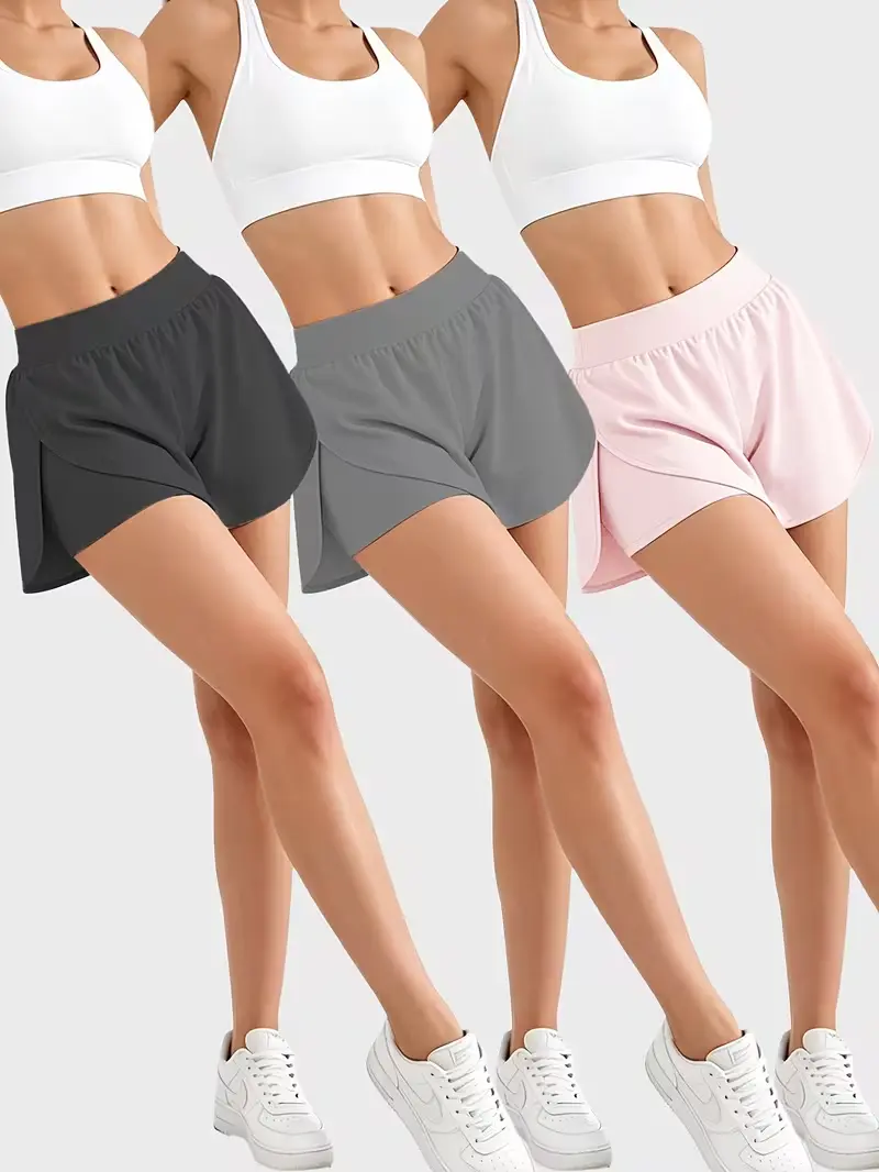 Women's High-Rise Skorts (Black, Gray, Pink), Breathable & 4-Way Stretch, Slim-Fit Mid-Thigh with Flat Elastic Waist, Anti-Exposure & Seamless Design, for Yoga/Running/Golf, Fast-Drying