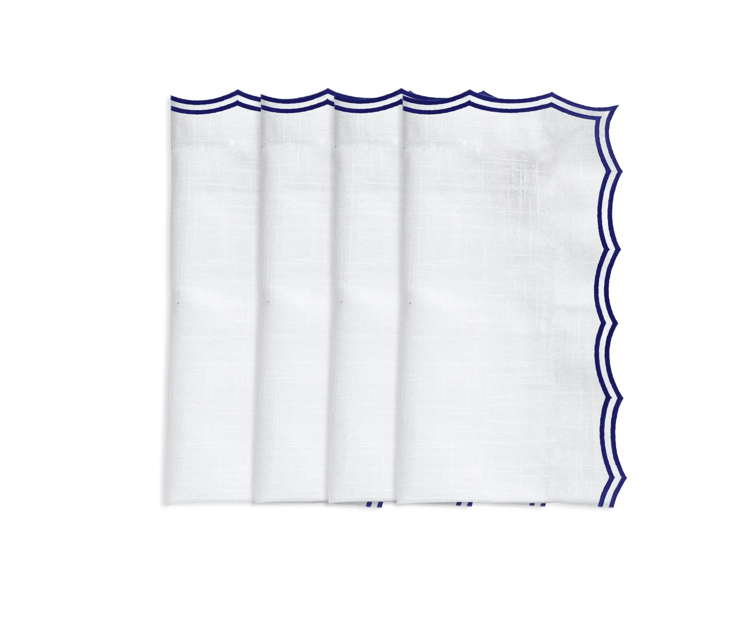 Navy Scallop Embroidery Napkins