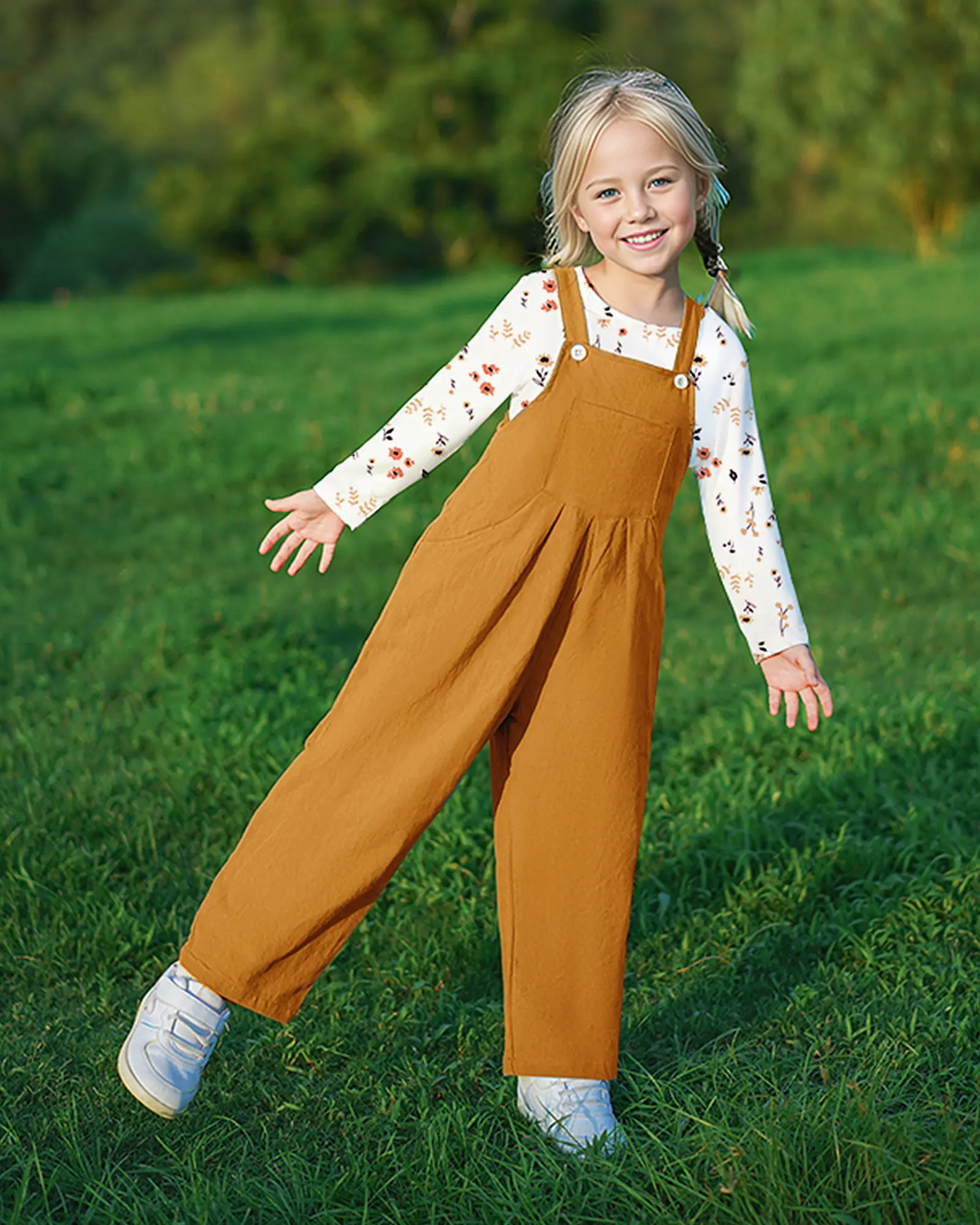 Toddler Girls' Jumper Dress Outfit, 2-Piece Fall Winter Set with Striped Long Sleeve T-Shirt & Cotton Blend Suspender Dress