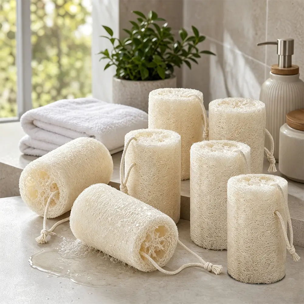 7Pcs Nature-Infused Smooth Loofah Exfoliating Bath Sponge Set - 5in Organic Plant-Based Scrubber for Cleansing, Radiant Skin, Bath/Shower Use, Soak Then Expand, Soft Texture, Home Improvement Supplies