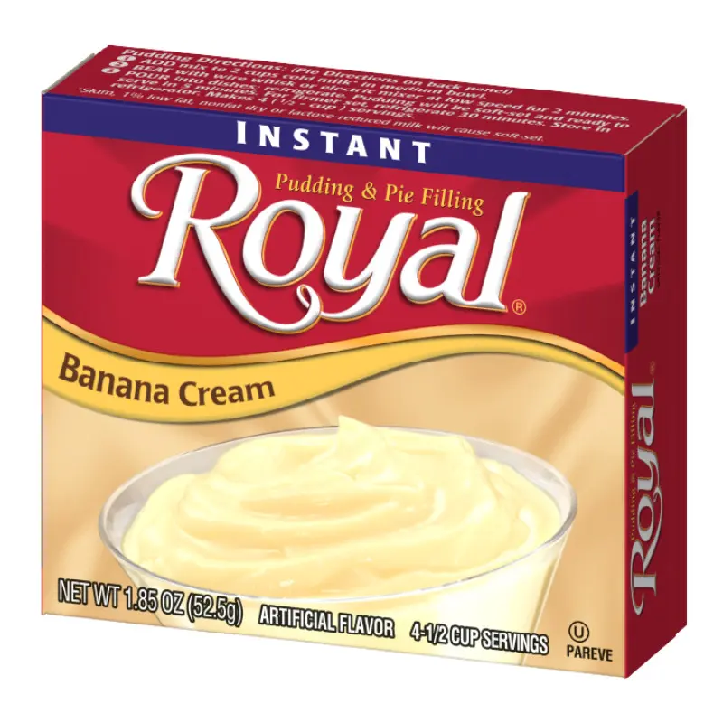 Royal Instant Banana Cream Pudding & Pie Filling Mix (6-Pack, 1.85oz Each) - Creamy, Low Calorie, Fat-Free Party Snacks, Baking Supplies, Gourmet Kitchen Pantry Staple, Bulk Bundle with Modified Starch for Thick, Velvety Smooth Desserts, Low Calorie Snack