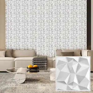 Diamond Shaped Wall Panel, 3D 1 Set PVC Material Wall Decoration with Mounting Tape, Wall Decor for Living Room, Hall, Bedroom, Hotel, Office