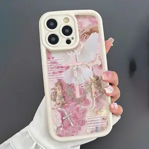 Pink Cross Pattern Phone Case Compatible with iPhone 15 14 13 Pro Max 12 11 Anti Scratch Protective Back Cover