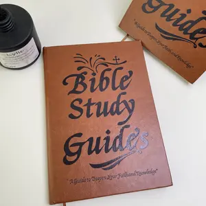Artistic Brown Leather Bible Study Reflection Notebook - Daily Faith Spiritual Guidance Journal for Spiritual Growth, Office Stationery Supplies with Glitter Creamy Keyboards, Chalkboard