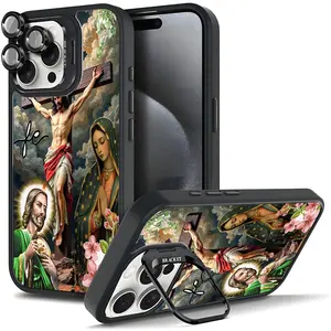 Art Phone Case , Jesus Cross Virgin Mary Saint Jude For Samsung iphone 17/AIR 16 15 14 13 12 11 PRO PLUS MAX COOL Fashionable Tough Magnetic Durable Metal lens frame Film Bracket Stand Gift Full Protection Camera Holder Phone Cases Cover 11X-L1083