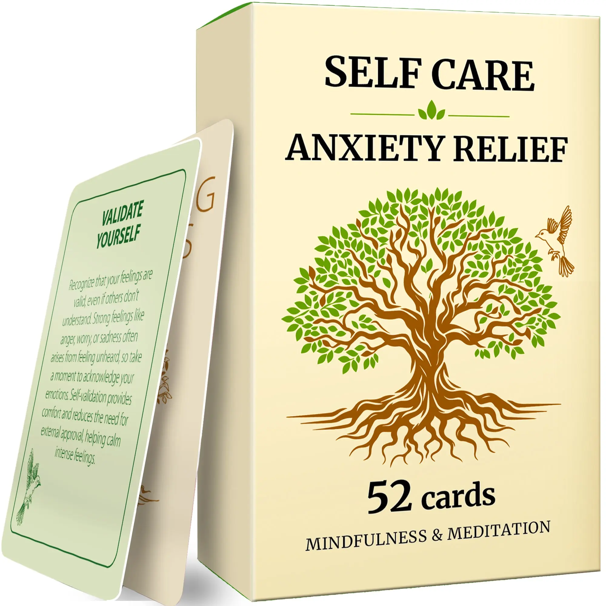 QUOKKA Mental Health Card Game - 52 Mindfulness Cards for Stress Reduction, Emotional Balance | 4x3 Inches Daily Self-Care Prompts, Grounding Exercises, Breathing Tools, Relaxation Techniques for Ages 16+, 16 Years Above