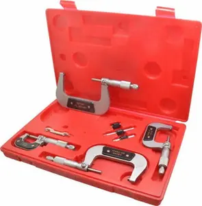 Value Collection 4-Pc Mechanical Outside Micrometer Set, 0.01 mm Graduation, Ratchet Stop Thimble, Automotive & Motorcycle Car Repair Diagnostic Tool 601-1024, Micrometers
