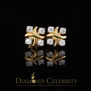 Diamond Celebrity's 925 Yellow Silver 0.50ct VVS 'D' Moissanite XOXO Stud Earring Men's/Womens