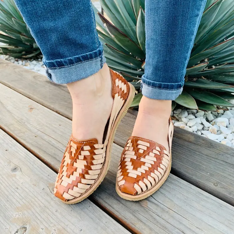 Womens Mexican Sandals, Handmade Leather Huaraches Sandals ,Sandalias Huaraches Mexicanos ,Mexican Leather Shoes, Huarache Mujer 2TONOS