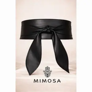 MIMOSA Faux Leather Obi Waist Belt Adjustable Wrap Tie Corset Belt for Dresses & Blazers Soft Premium Material Flattering Silhouette