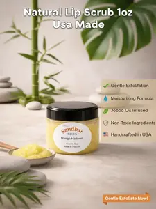 Sandbar SUDS Natural Lip Scrub - 1oz | Gentle Cane Sugar Exfoliator & Moisturizer | With Jojoba Oil for Chapped Lips | Smooth Lip Prep & Renewal | Handcrafted in USA | Non-Toxic Beauty