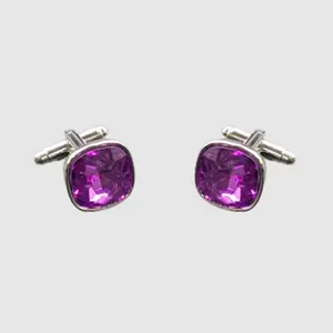 Silver & Purple Diamond Cufflinks