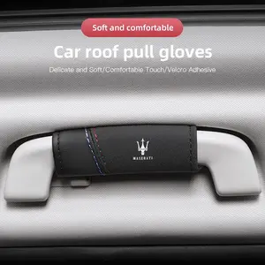 2Pcs Car Suede Leather Roof Handle Protective Cover For Maserati Levante Ghibli MC20 Grecale Quattroporte GranTurismo President GranCabrio Coupe Spyder