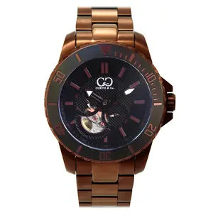 Curtis and Co. BIG TIME ROYALE 45mm Brown Case Black Dial Luxury Miyota Automatic Watch 10 ATM Water Resistant Stainless Steel Bracelet for Men Women Elegant