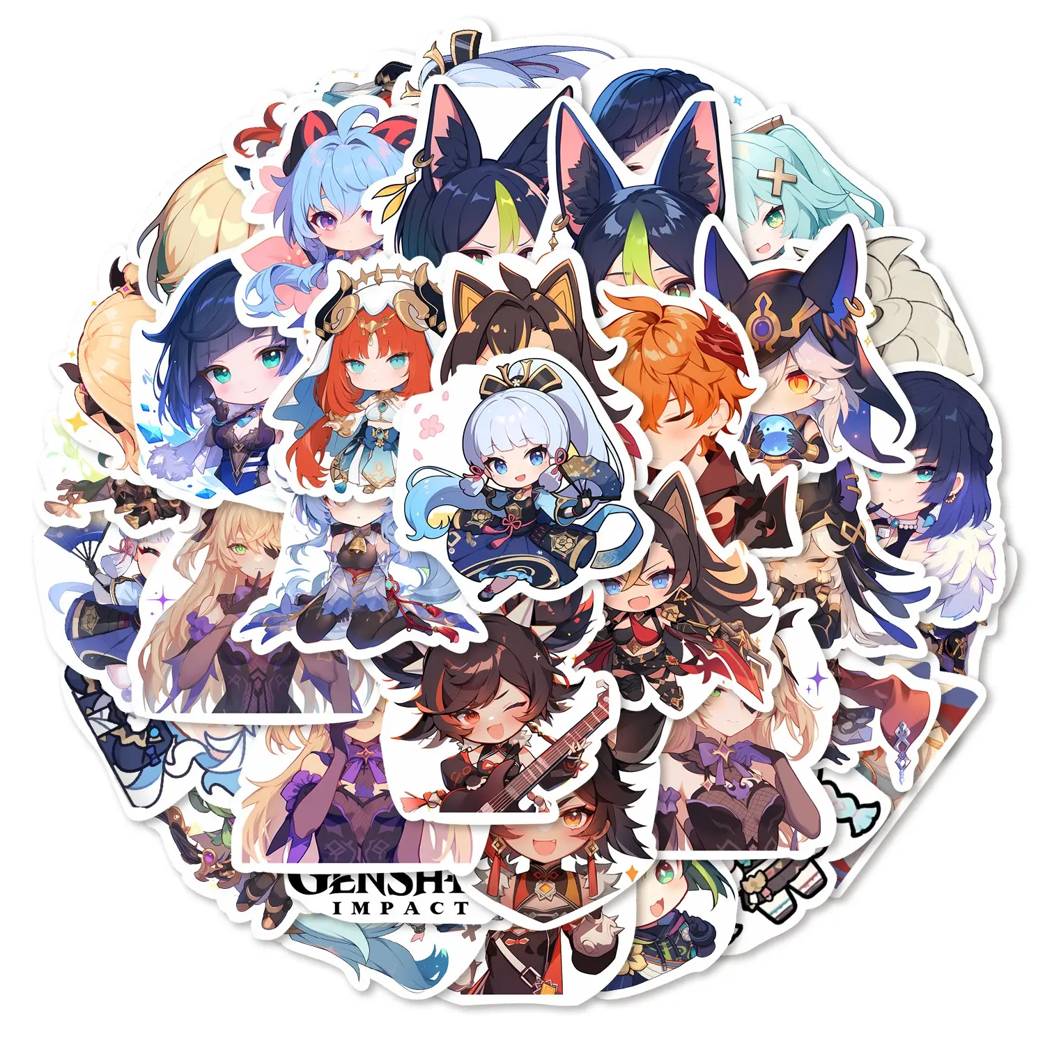 49Pcs Genshin Impact Chibi Stickers Pack, Waterproof Anime Game Character & Fan Art Vinyl Decals for Laptop, Water Bottle, Journal & Scrapbook, Genshin Fan Gift, Waterproof Durable Sticker, Stickers for Scrapbooking
