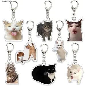 8PCS Cute Meme Cat Keychain Set, Funny Talking Cat Bag Charms for Keys, Purses and Backpacks, Lightweight Durable Mini Gift Accessories for Friends, Coworkers and Girlfriends