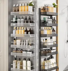 GARVEE Adjustable Over The Door Organizer, 6-Tier Metal Hanging Door Organizer, Metal Hanging Spice Rack Shelves Door Wall Mounted Shelf for Pantry Laundry Organization and Storage