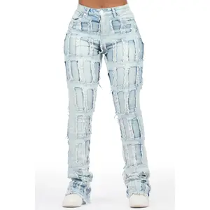 Taquila Light Wash Stacked Flare Jean