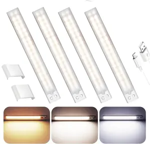 2/4-Pack Under Cabinet LED Lighting, 108 LEDs, Rechargeable, 11.8-Inch, 3 Color Temperatures, Dimmable, Wireless Closet & Kitchen Hallway Adaptive Lights