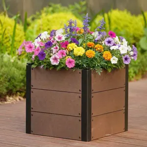 Elevated Wood-Look Raised Garden Bed – Durable Composite Planter Box – Space-Saving, Easy Assembly, Open Bottom – Perfect for Outdoor Vegetable, Herb, and Flower Gardening
