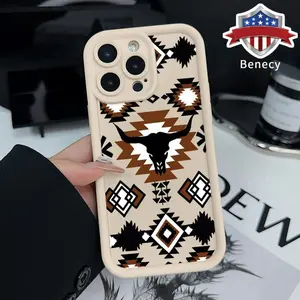 Retro Western Cowboy Pattern TPU Phone Case for iPhone 15 16 14 Pro Max 13 12 11 XR XS Plus E Shockproof Full Camera Protection Durable Slim Silicone Cover Smartphone Casing