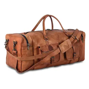Leather Duffel Bag for Men – 32-Inch Large Travel Holdall, Gym, Sports, Overnight, and Weekend Bag