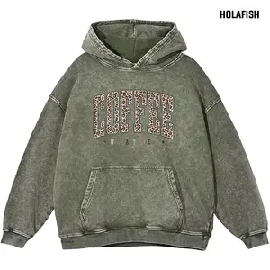 Holafish Acid Wash Hoodies Women's Vintage Oversized Hoodie Cozy Cotton Polyester Blend Winter Warm Sweatshirt Loose Fit Streetwear for Casual Cold Weather Outfits Long Sleeve Pullover