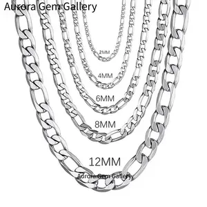 Aurora Gem Gallery Dainty Electroplated 925 Sterling Silver 8MM/12MM Chain Necklace 16-30 Inch for Man Women Fashion Jewelry High End Necklace- Hypoallergenic