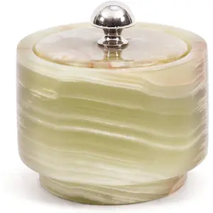 Marble Salt Cellar with Lid 3" Green  Salt Box &  Jar for Kitchen Counter, Ideal Salt Holder, Sugar Bowl & Salt Dish, Salt Container For Housewarming  & Kitchen Decor