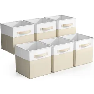 Sorbus Foldable Storage Bins – 6-Pack Fabric Storage Cubes 11-Inch Collapsible Cloth Storage Baskets for Home Organization Boxes - Stripe