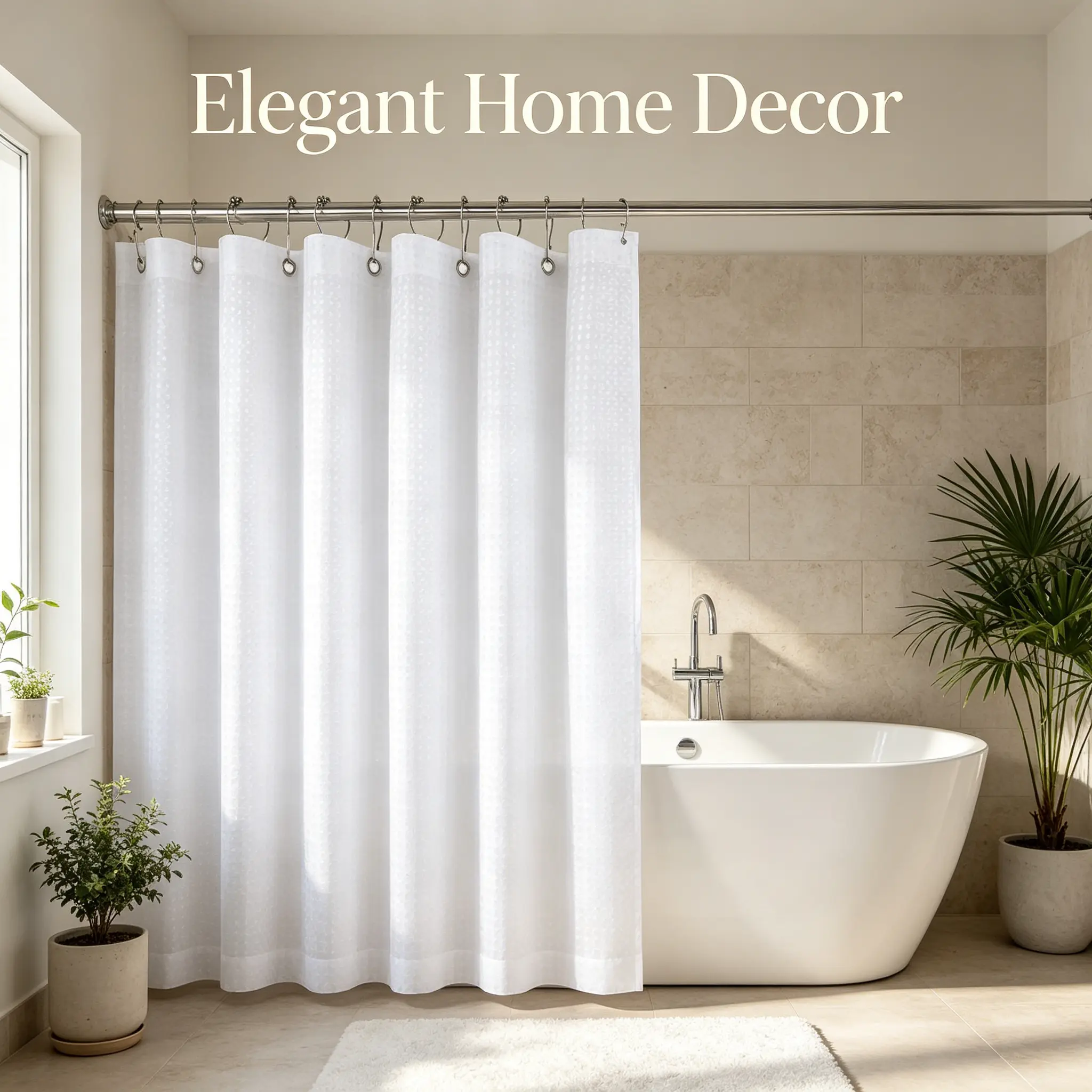 72x72 in White Polyester Modern Solid Shower Curtain - Hotel-Grade Heavy-Duty Thick Cloth Liner, Soft Water-Repellent Washable Bathroom Curtain for Bathrooms, 1 Piece with Reinforced Metal Grommets for Hanging