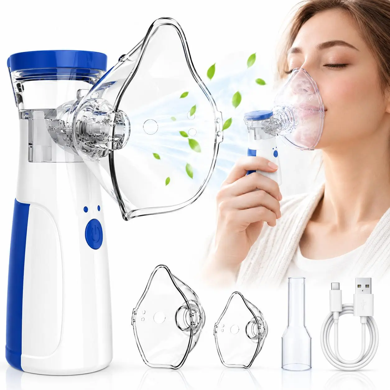 Portable Handheld Mesh Nebulizer, ElectricAtomizer Machine with Accessories, PersonalCare Device for Home Travel Use