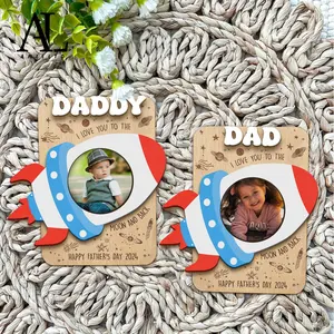 Custom Father's Day Fridge Magnet Photo Frame, Father's Day Gift, Wallet Size Photo Frame, Father’s Day Photo Frame, Gift for Dad,Kids Photo Wooden