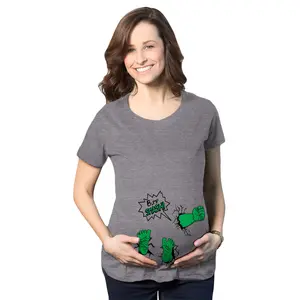 Maternity Bump Smash T shirt Funny New Baby Announcement Gender Reveal Pregnancy Funny Graphic Maternity Tee Cute Pregnancy Tees With Plus Sizes Pregnant Nerd Maternity Wear Funny Movie Short Sleeve Maternity Dark Grey