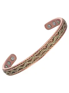 Adjustable Pure Copper Magnetic Bracelet with Handwoven Line, Unisex Jewelry Gift, All Seasons Street Style Accessory