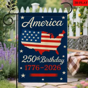 Double-Sided Garden Flag for Patriotic Celebrations with America Design and 250th Birthday, Perfect for Outdoor Use, Great Gift for Independence Day, Linen Material, No Flagpole, 12 x 18 inch