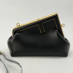 Pre-owned FENDI lambskin Crossbody Bags First Medium Black Clutch, Handbag
