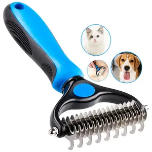 Spring Shedding Season Essential Dog Undercoat Rake, Cat Grooming Rake Shedding Brush 2 Sided Pet Grooming Tool Deshedding and Dematting Rake Brushes Comb for Pets Remove Undercoat Mats & Tangles