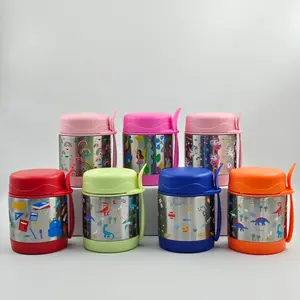 10oz Kids Leak Proof Thermos Cup Stainless Steel Double Layer Insulated Food Grade With Spoon For Students Leakproof Insulated Tumbler Insulated Mug